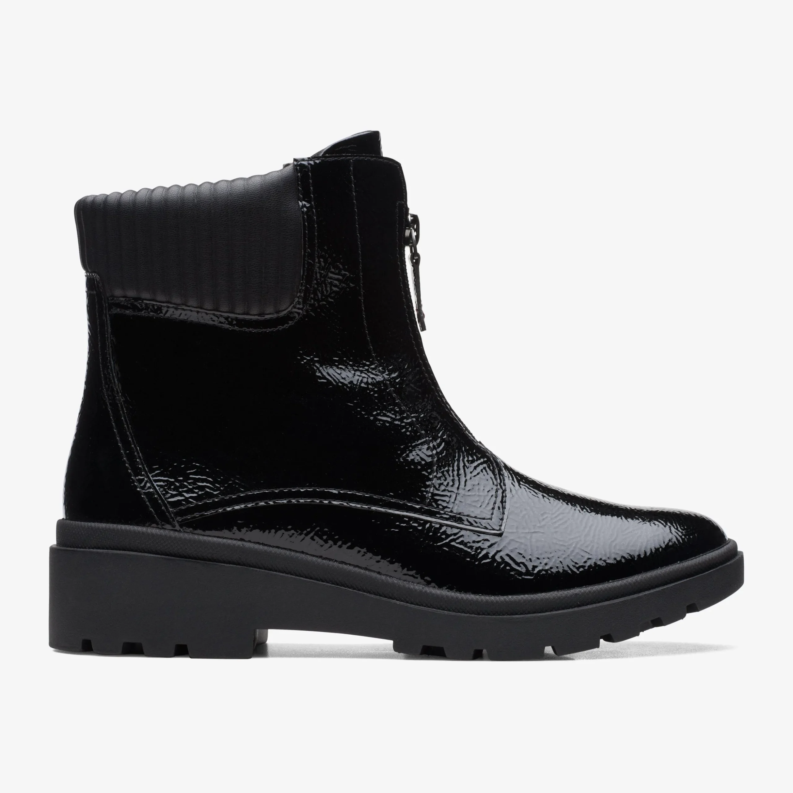 Calla Zip Black Crinkle Patent