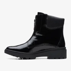 Calla Zip Black Crinkle Patent