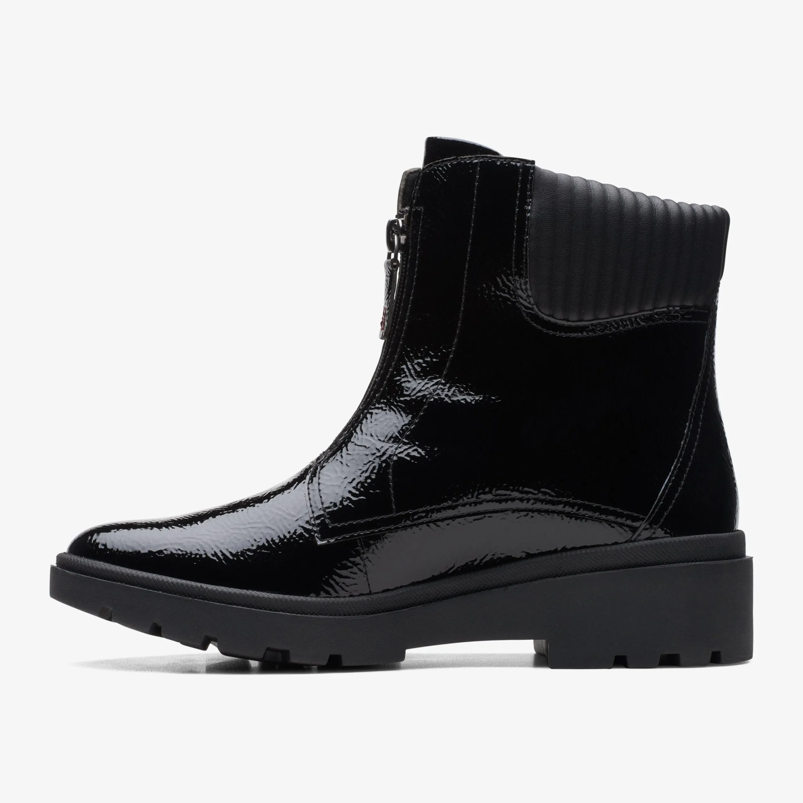 Calla Zip Black Crinkle Patent
