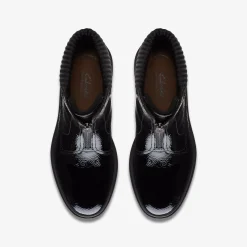 Calla Zip Black Crinkle Patent