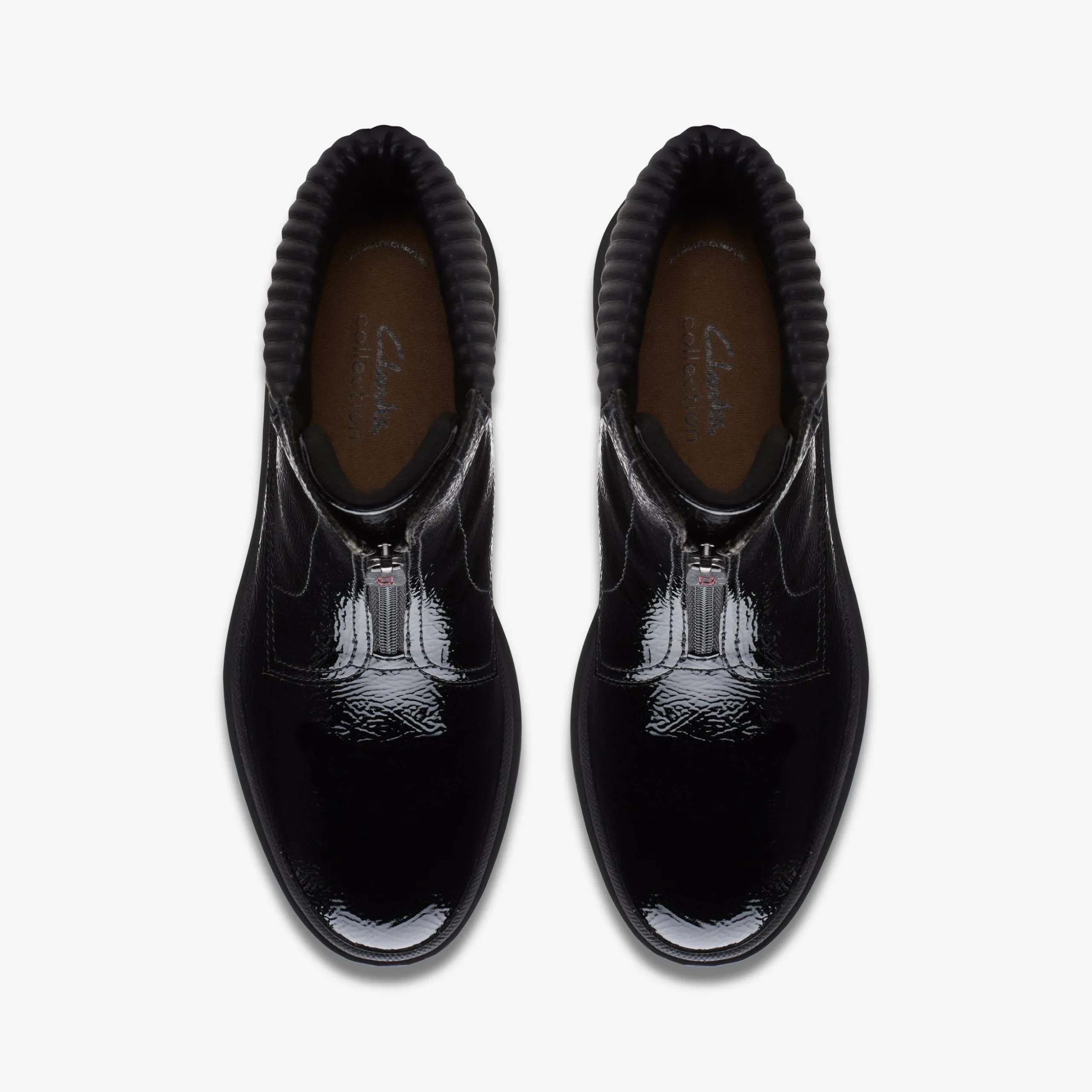 Calla Zip Black Crinkle Patent