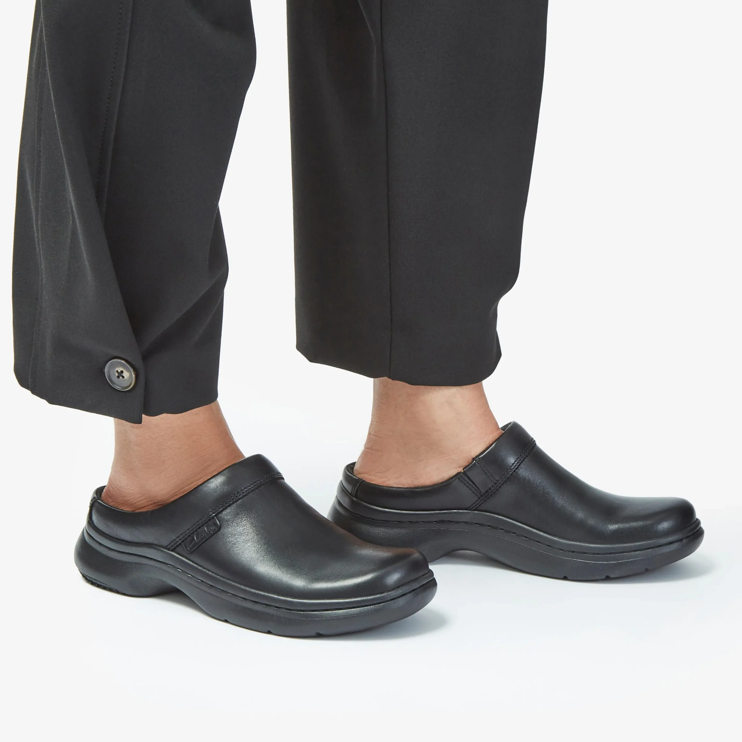 Clarks Pro Clog Black Leather
