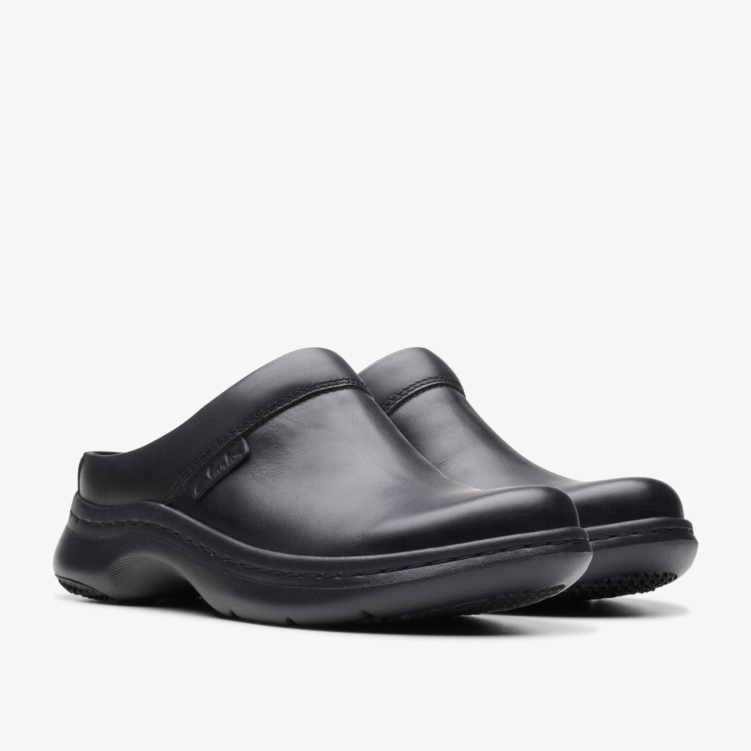 Clarks Pro Clog Black Leather